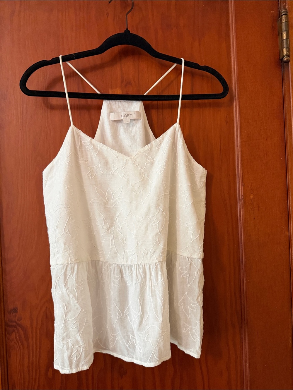 LOFT White Eyelet Spaghetti Strap Peplum Camisole